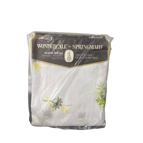 Springmaid Other - Vtg 70s Springmaid Wondercale Twin Fitted Sheet Fresh Daisies Yellow Green New